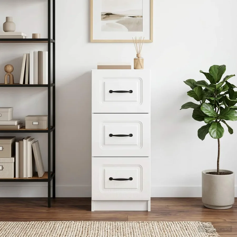 Armoire à tiroirs Blanc brillant 33 x 34,5 x 87 cm - 4