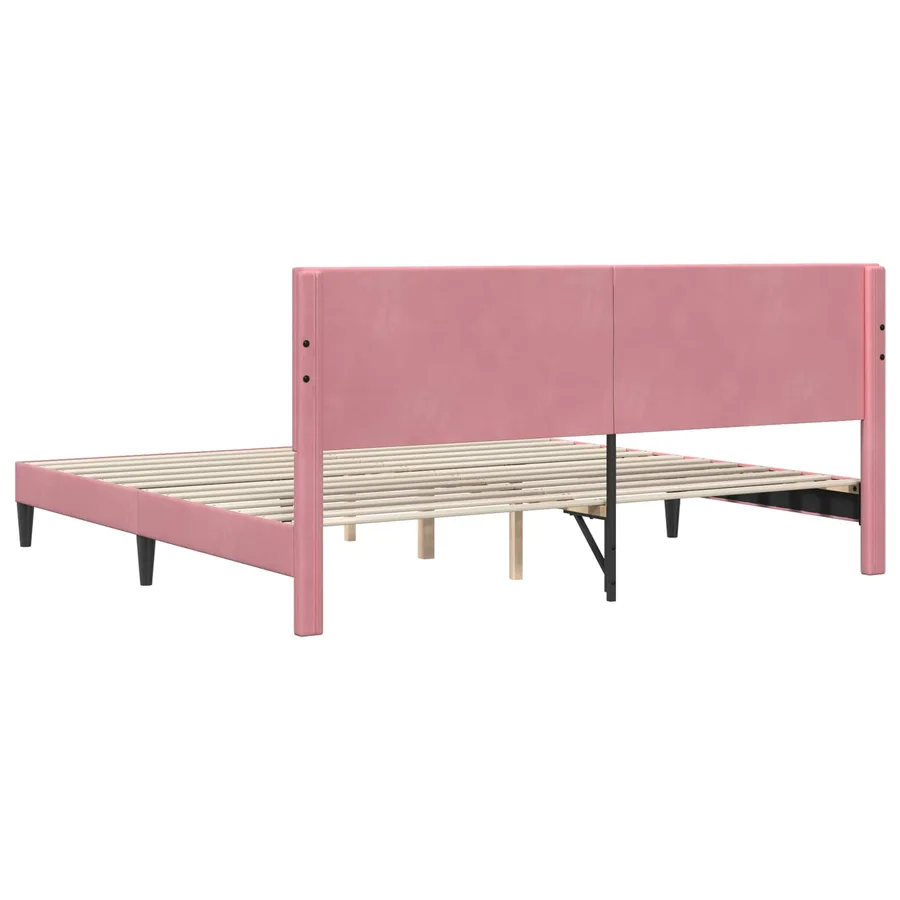 Cadre de lit avec tête de lit Rose 180 x 200 cm Velours - 6