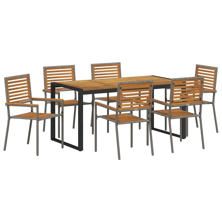Ensemble de salle à manger pour jardin 7 pcs Gris et marron - 2
