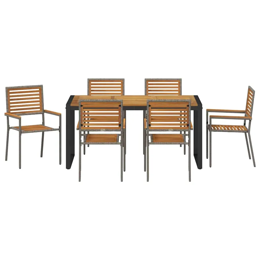 Ensemble de salle à manger pour jardin 7 pcs Gris et marron - 7