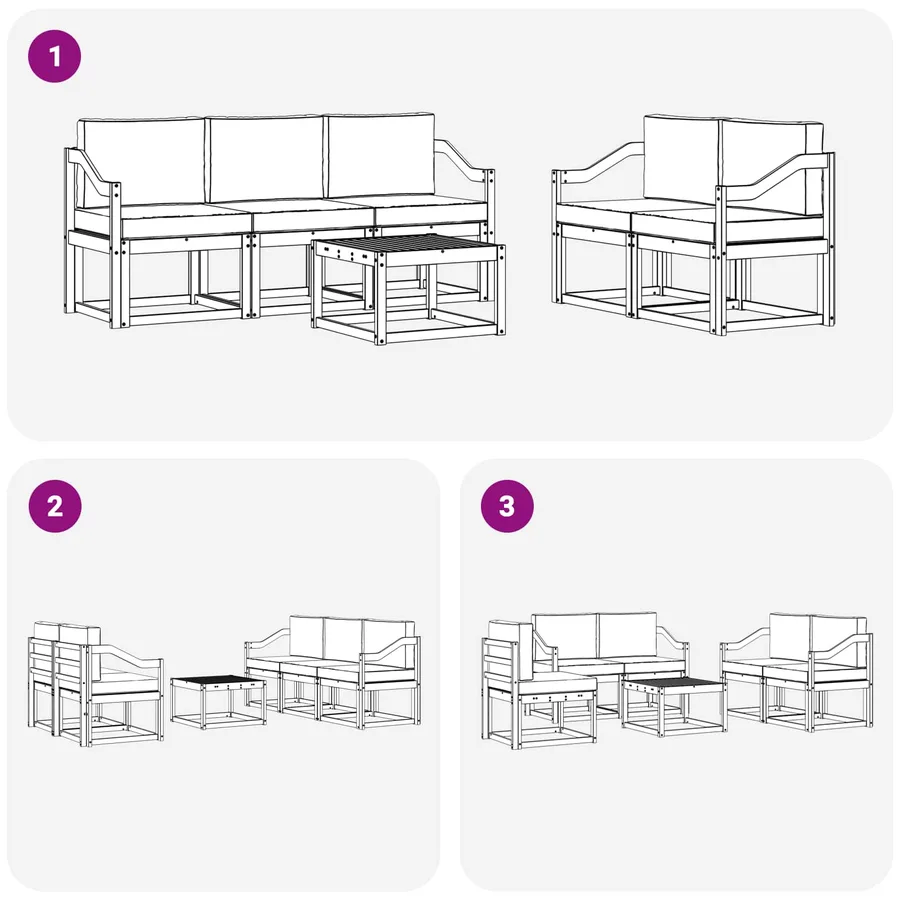 Ensemble de canapés d'extérieur 6 pcs Naturel et Anthracite - 7