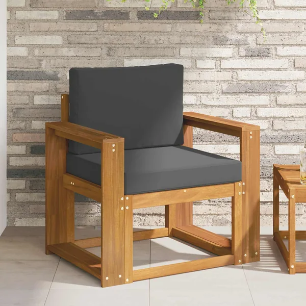Canapé d’extérieur Bois d'acacia massif et polyester Naturel