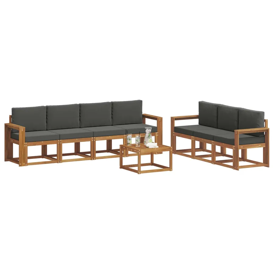 Ensemble de canapés d'extérieur 8 pcs Naturel et Anthracite - 3