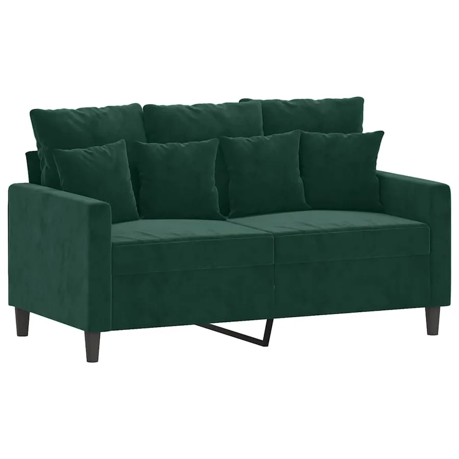 Ensemble de canapés 2 pcs avec coussins Vert foncé Velours - 3