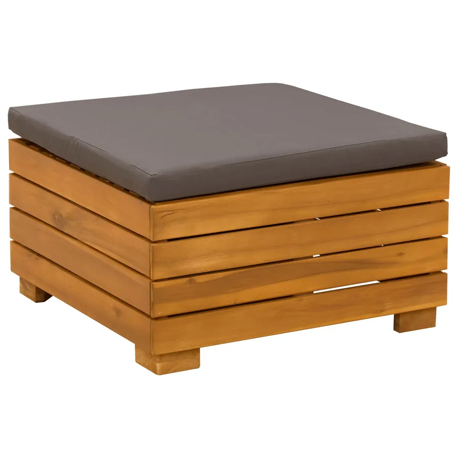 Pouf de Jardin Bois d'Acacia Massif Marron - 2