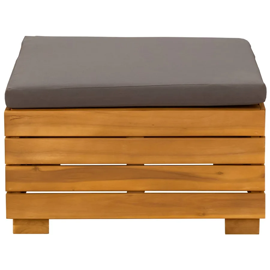 Pouf de Jardin Bois d'Acacia Massif Marron - 3