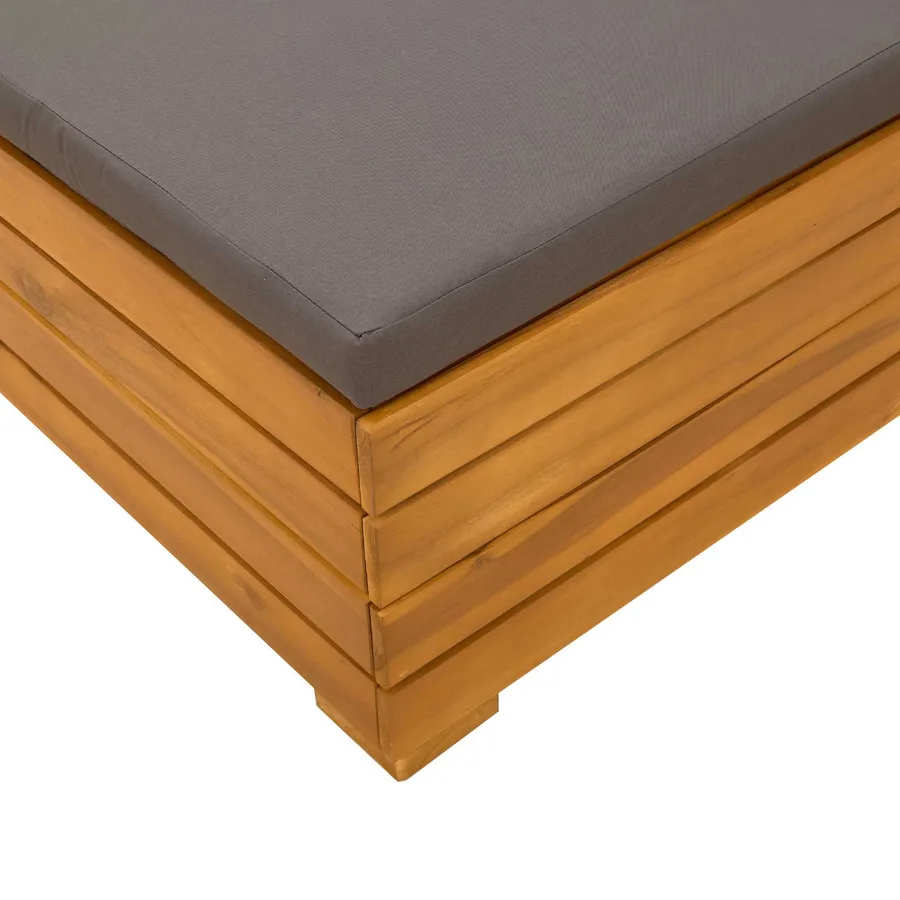 Pouf de Jardin Bois d'Acacia Massif Marron - 4