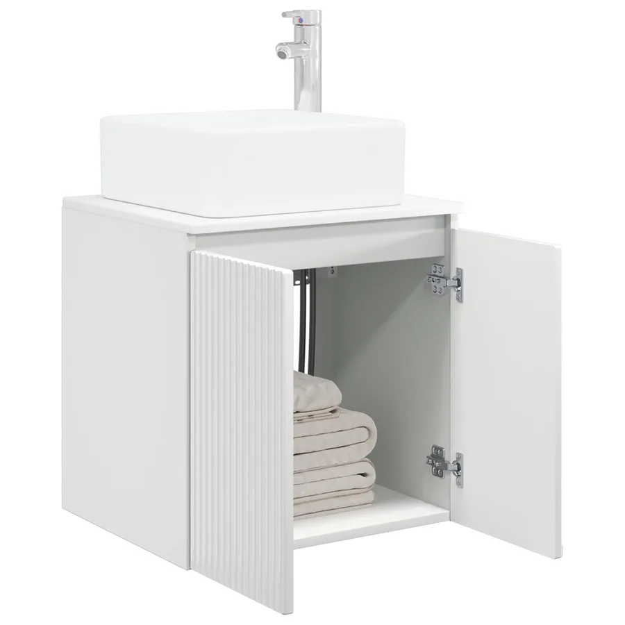 Vanité de lavabo mural Blanc brillant 49,5 x 41 x 63 cm - 3