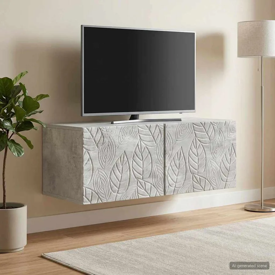 Meuble TV mural 78,5 x 31 cm Gris béton Bois d'ingénierie