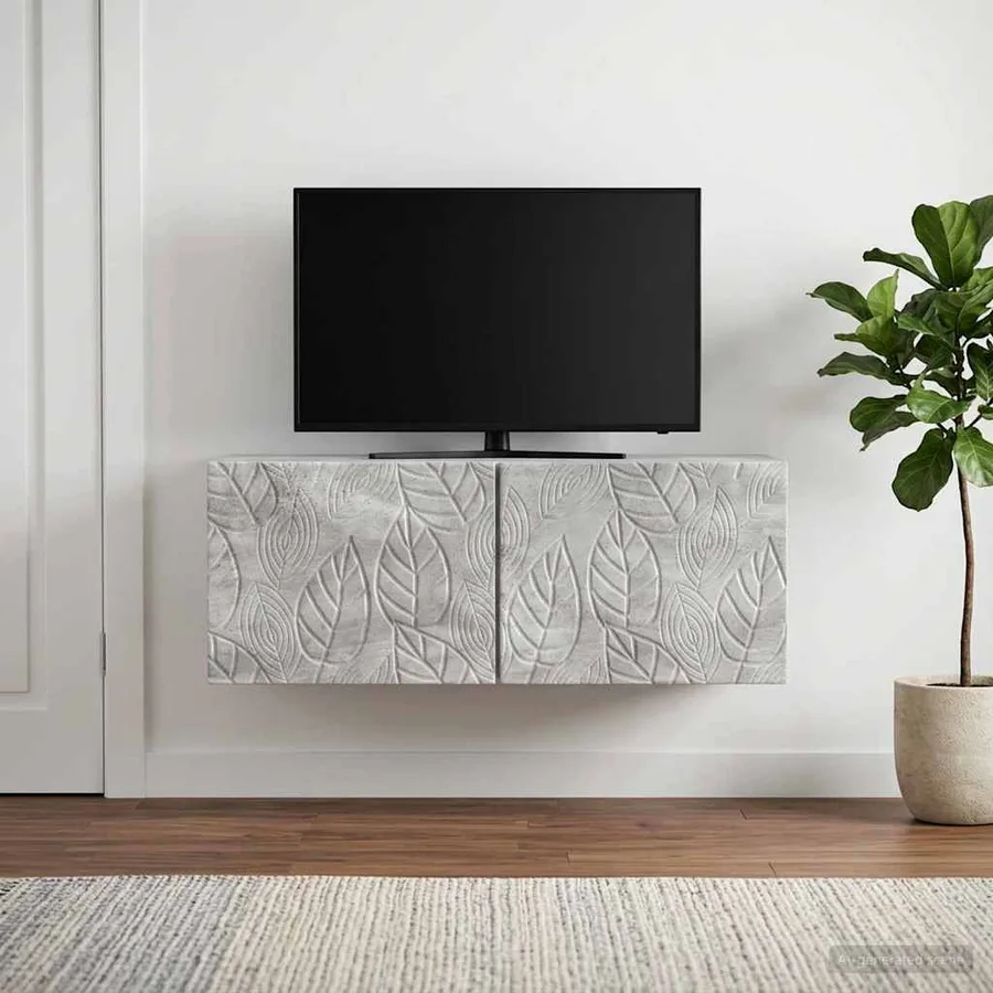 Meuble TV mural 78,5 x 31 cm Gris béton Bois d'ingénierie - 3