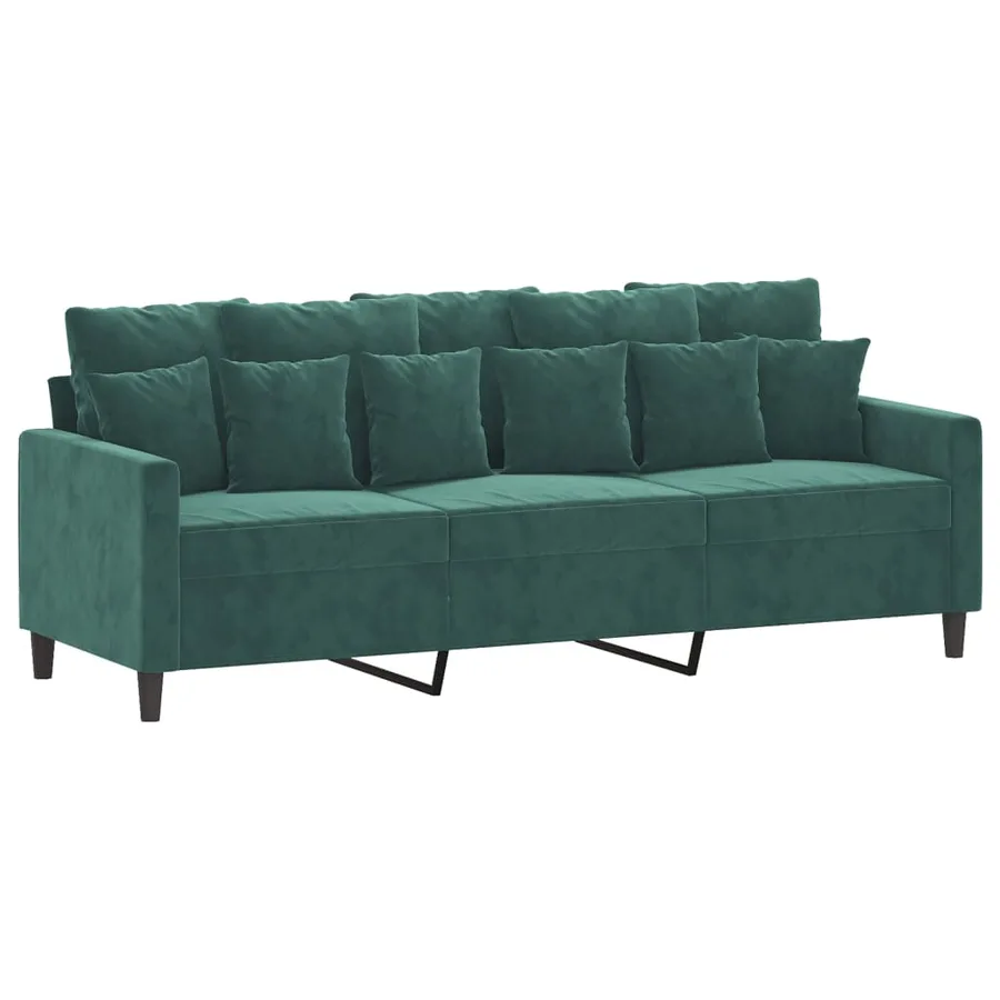 Ensemble de canapés 4 pcs avec coussins Vert foncé Velours - 3
