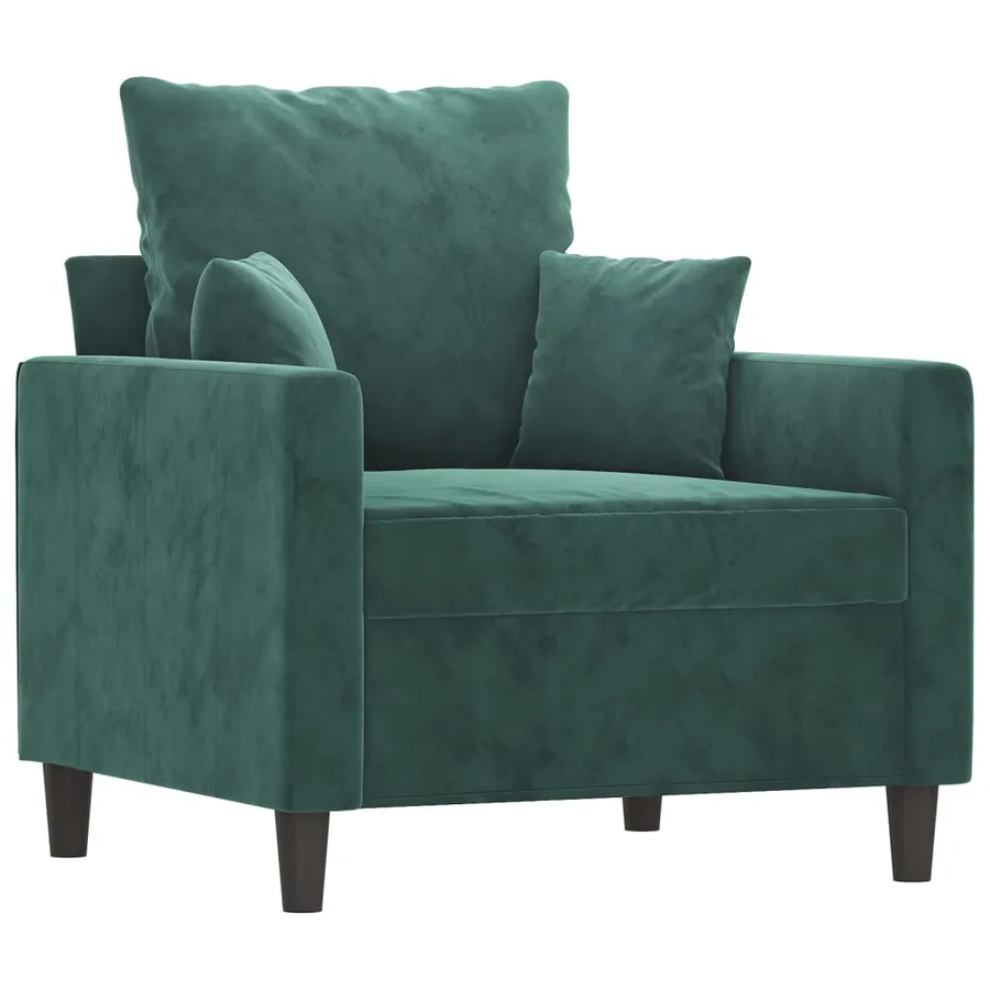 Ensemble de canapés 4 pcs avec coussins Vert foncé Velours - 5