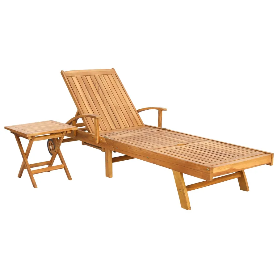 Transat avec Table Bois de teck massif Marron - 2