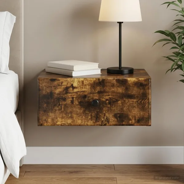 Cabinet de chevet mural Chêne fumé 49 x 34,5 x 20 cm