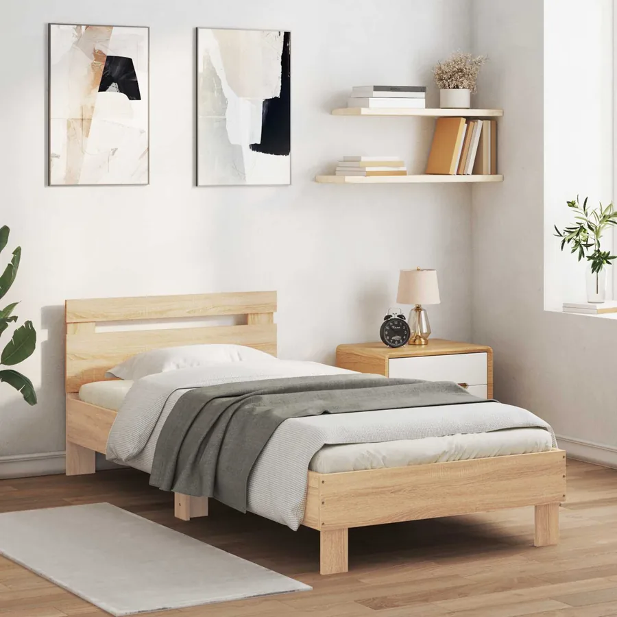 Cadre de lit avec tête de lit Chêne Sonoma 80 x 200 cm