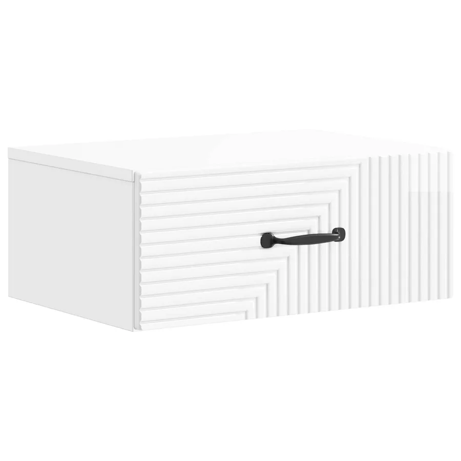 Cabinet de chevet mural Blanc brillant 49 x 34,5 x 20 cm - 2