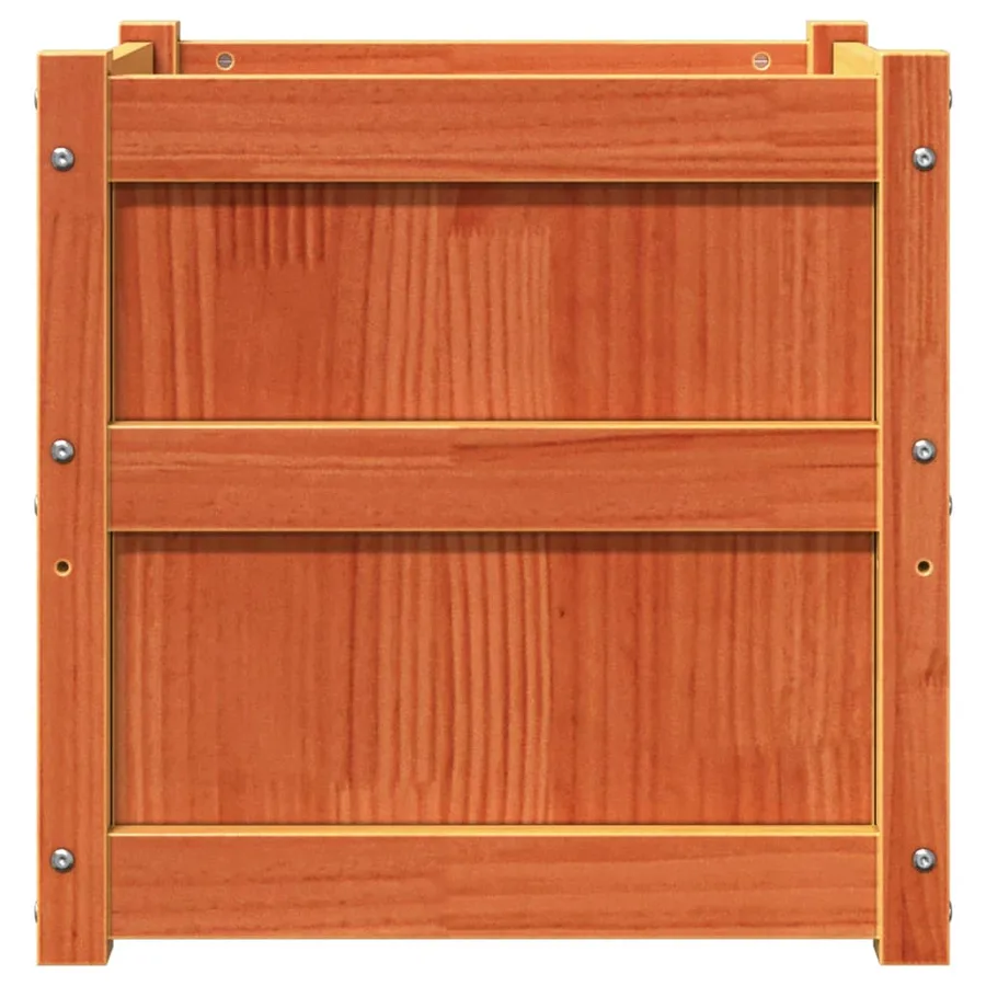 Jardinière cire marron 50x50x50 cm bois de pin massif - 6