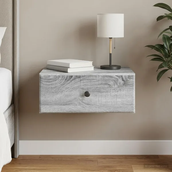Cabinet de chevet mural Sonoma gris 49 x 34,5 x 20 cm