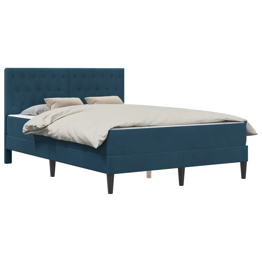 Cadre de lit avec matelas Bleu 140 x 190 cm Velours - 2
