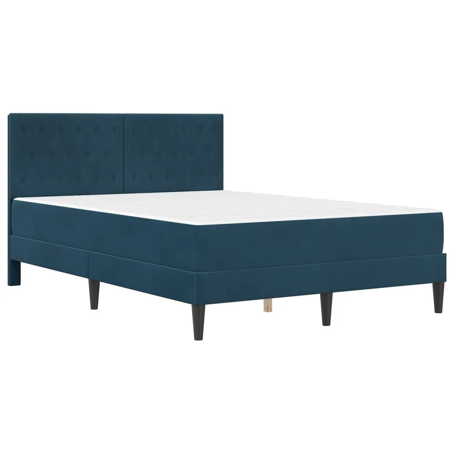 Cadre de lit avec matelas Bleu 140 x 190 cm Velours - 3