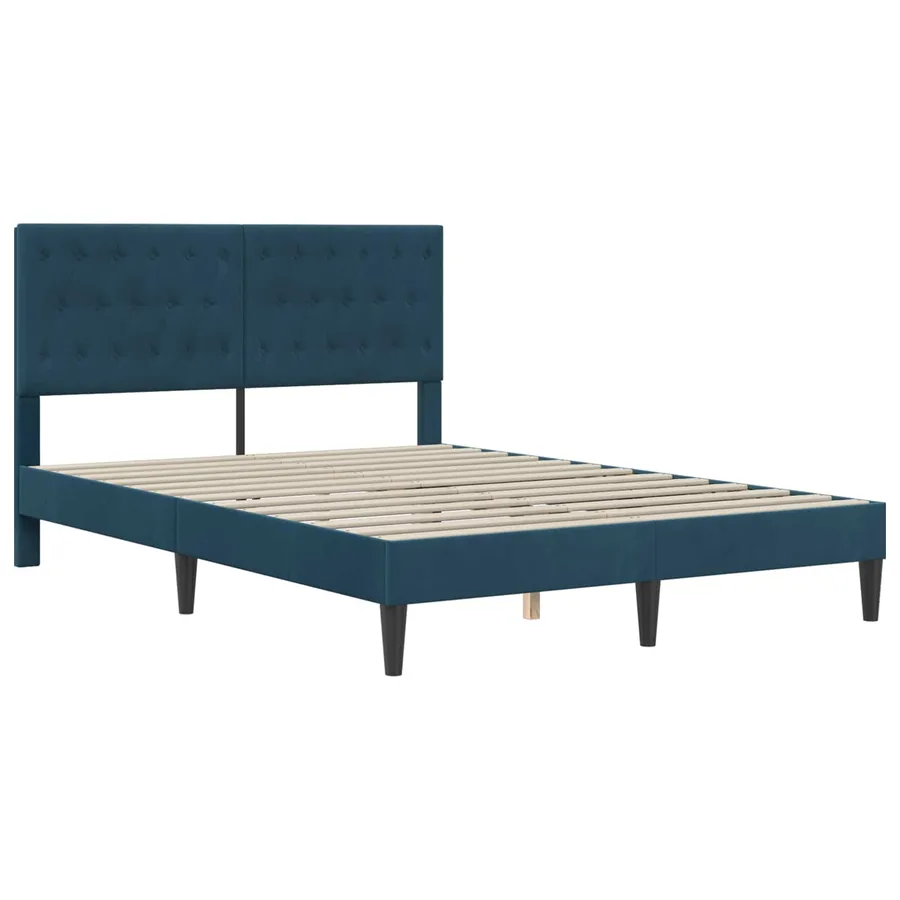 Cadre de lit avec matelas Bleu 140 x 190 cm Velours - 4