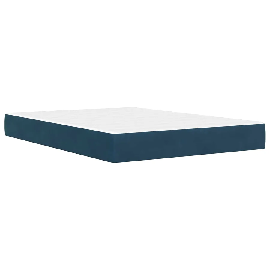 Cadre de lit avec matelas Bleu 140 x 190 cm Velours - 5