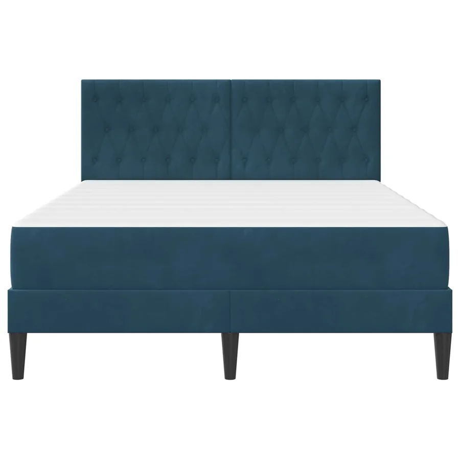 Cadre de lit avec matelas Bleu 140 x 190 cm Velours - 6