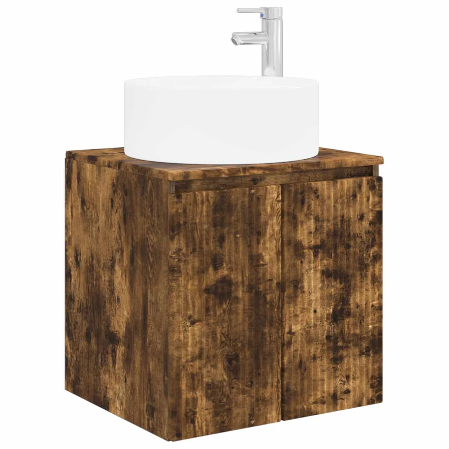 Meuble de lavabo mural Chêne fumé 49,5 x 44,5 x 65,5 cm - 2