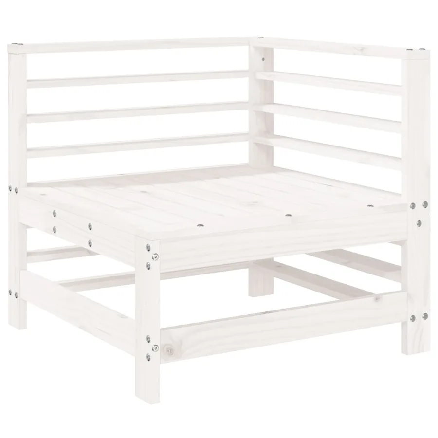 Salon de jardin 7 pcs Blanc Bois de pin massif - 3
