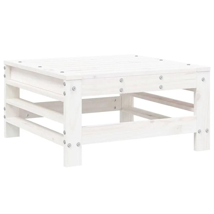 Salon de jardin 7 pcs Blanc Bois de pin massif - 6