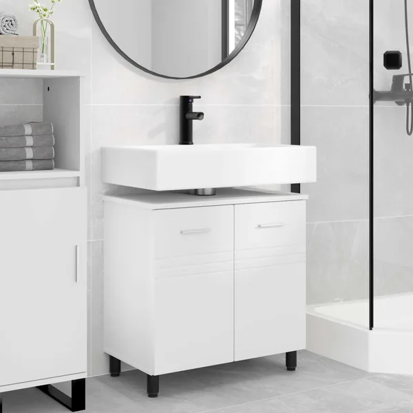 Unité de vanité de salle de bain Blanc 60 x 35 x 60 cm