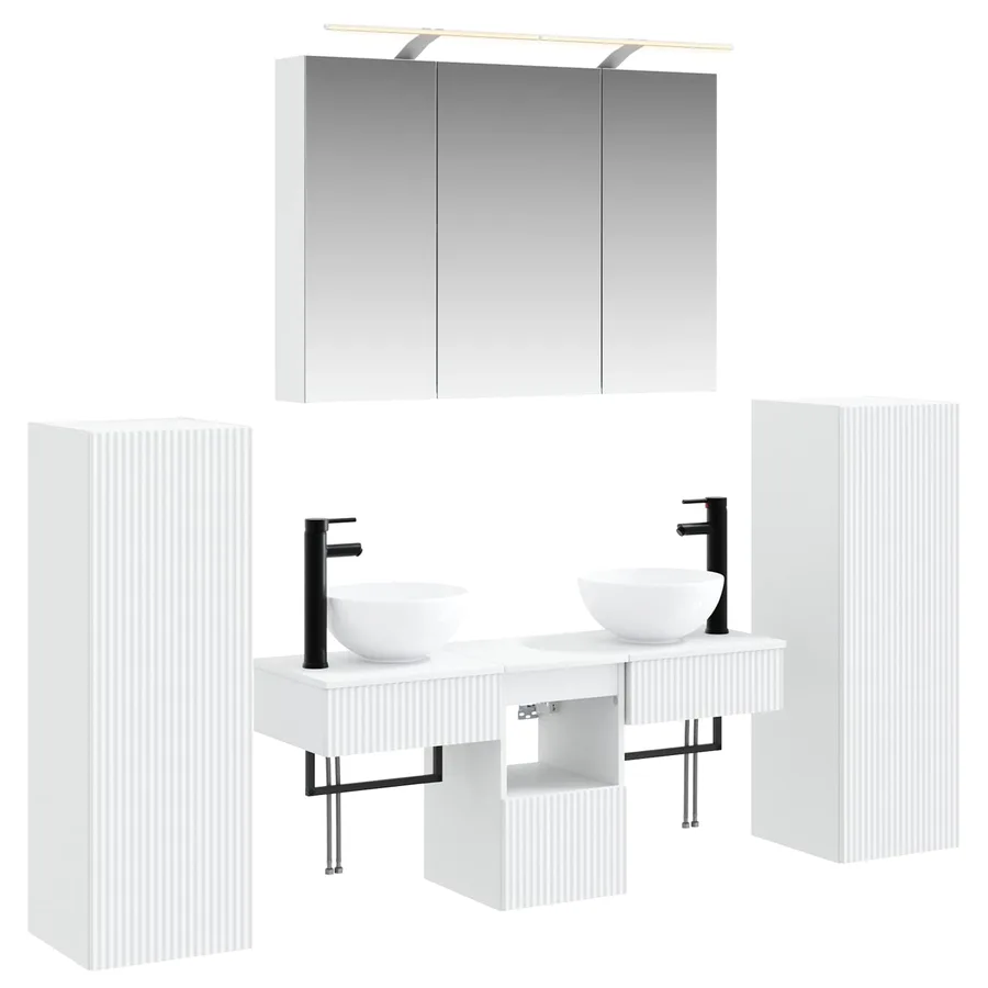 Ensemble de mobilier de salle de bain Montage mural 6 pcs Blanc - 2