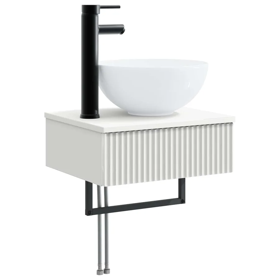 Ensemble de mobilier de salle de bain Montage mural 6 pcs Blanc - 5