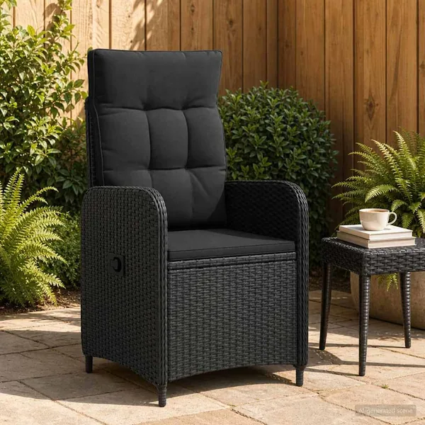 Chaise de jardin inclinable Noir polyrotin