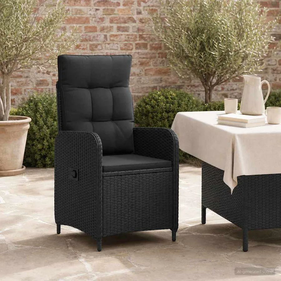 Chaise de jardin inclinable Noir polyrotin - 3