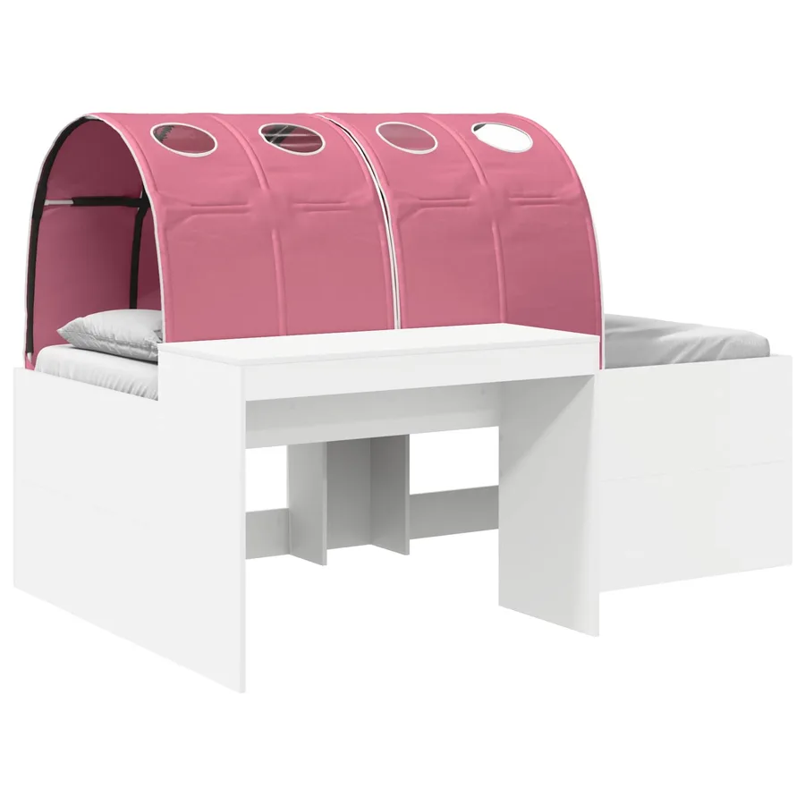 Cadre de lit avec tunnel 3 pc Blanc et rose Bois d'ingénierie - 2