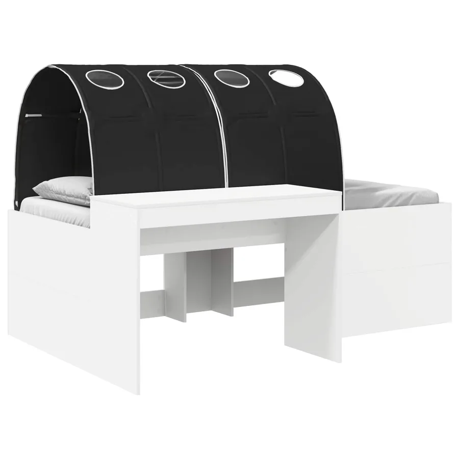Cadre de lit avec tunnel 3 pc Blanc et noir Bois d'ingénierie - 2