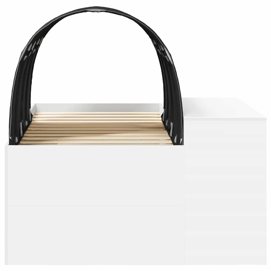 Cadre de lit avec tunnel 3 pc Blanc et noir Bois d'ingénierie - 7