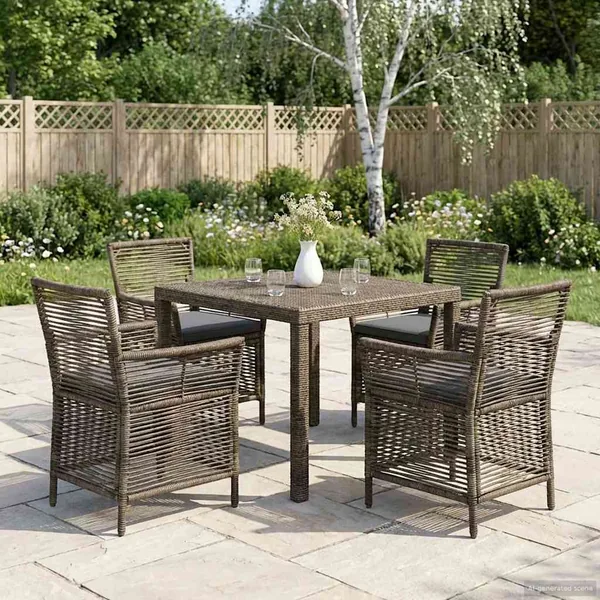 Chaise d'Extérieur 4 pcs Gris et Gris foncé polyrotin