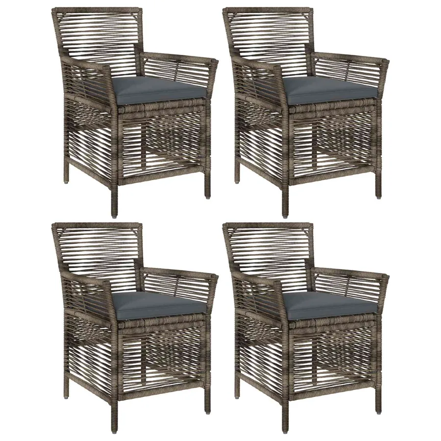 Chaise d'Extérieur 4 pcs Gris et Gris foncé polyrotin - 2
