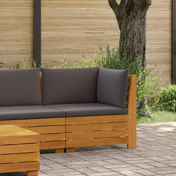 Canapé d'angle de jardin Bois d'Acacia Massif Marron