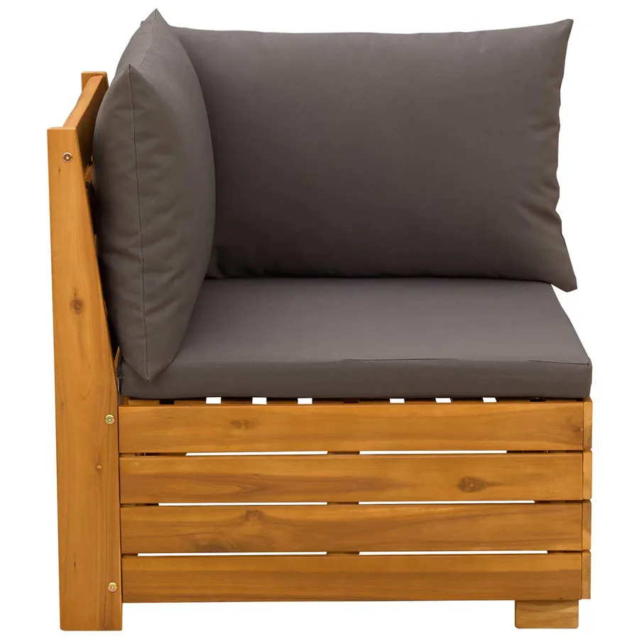 Canapé d'angle de jardin Bois d'Acacia Massif Marron - 4