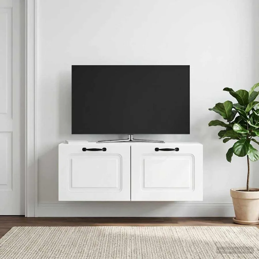 Meuble TV mural Blanc 78,5 x 31 x 30 cm Bois d'ingénierie