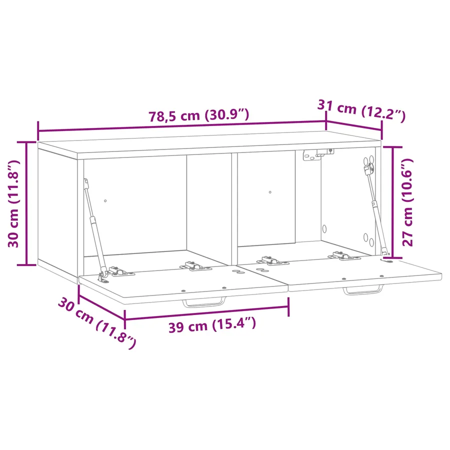 Meuble TV mural Blanc 78,5 x 31 x 30 cm Bois d'ingénierie - 11