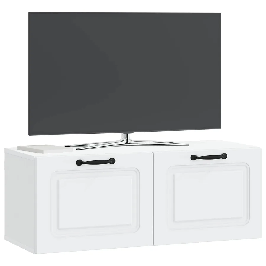 Meuble TV mural Blanc 78,5 x 31 x 30 cm Bois d'ingénierie - 3