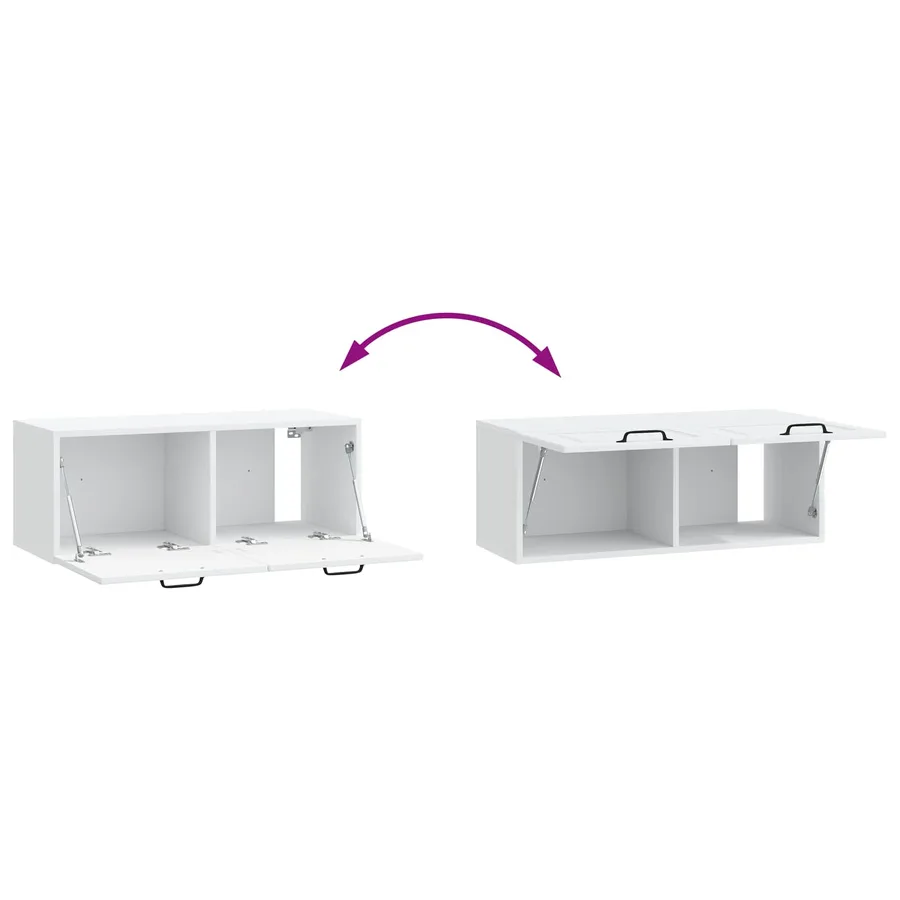 Meuble TV mural Blanc 78,5 x 31 x 30 cm Bois d'ingénierie - 8