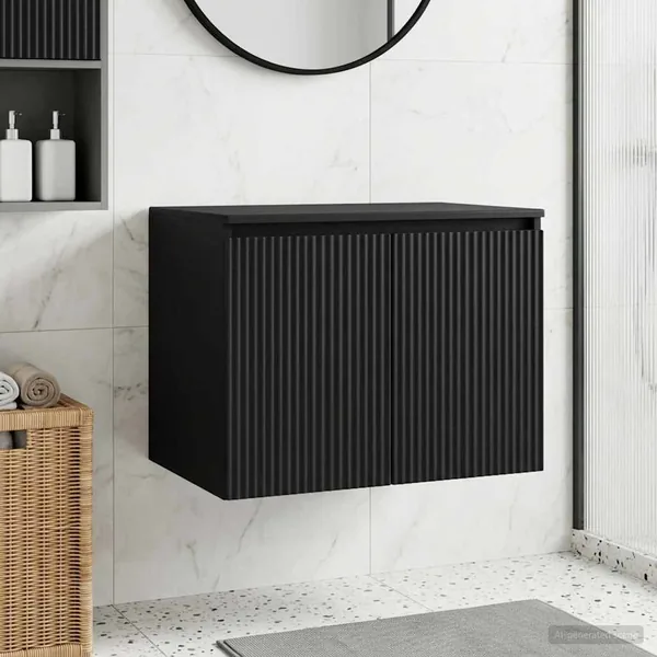 Cabinet de Salle de Bain Mural Noir 62,5 x 44,5 x 50 cm