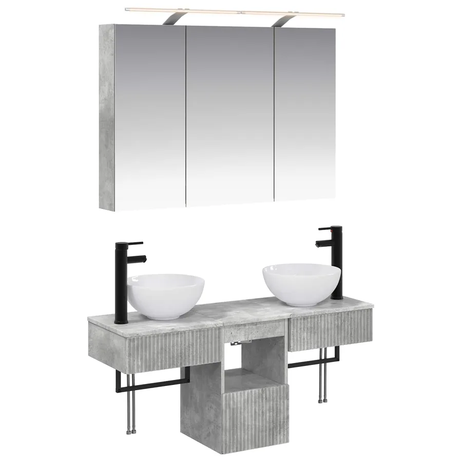 Ensemble d'armoire de salle de bain 4 pcs Gris béton - 2