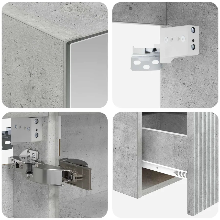 Ensemble d'armoire de salle de bain 4 pcs Gris béton - 9