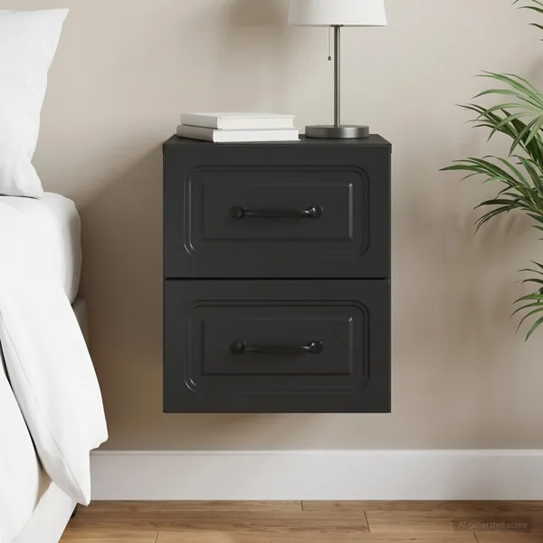 Cabinet de chevet mural avec tiroir Noir 34,5 x 33 x 40 cm